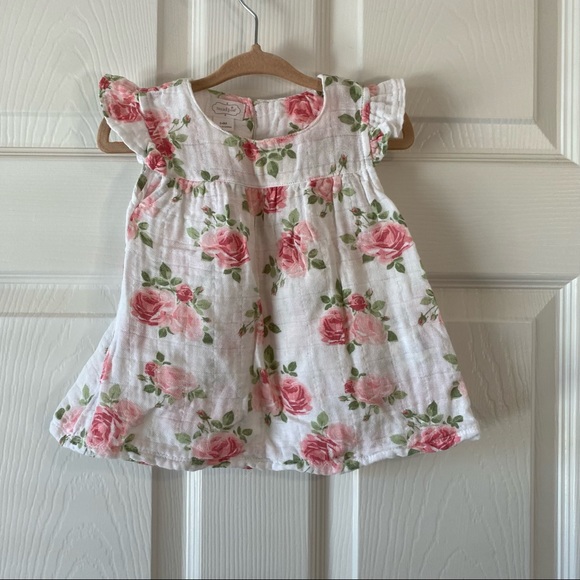 Mud Pie baby girls linen rose floral dress - Picture 4 of 7